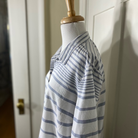J.Jill Blue White Cotton Tunic Striped Button Down Top - Picture 9 of 12